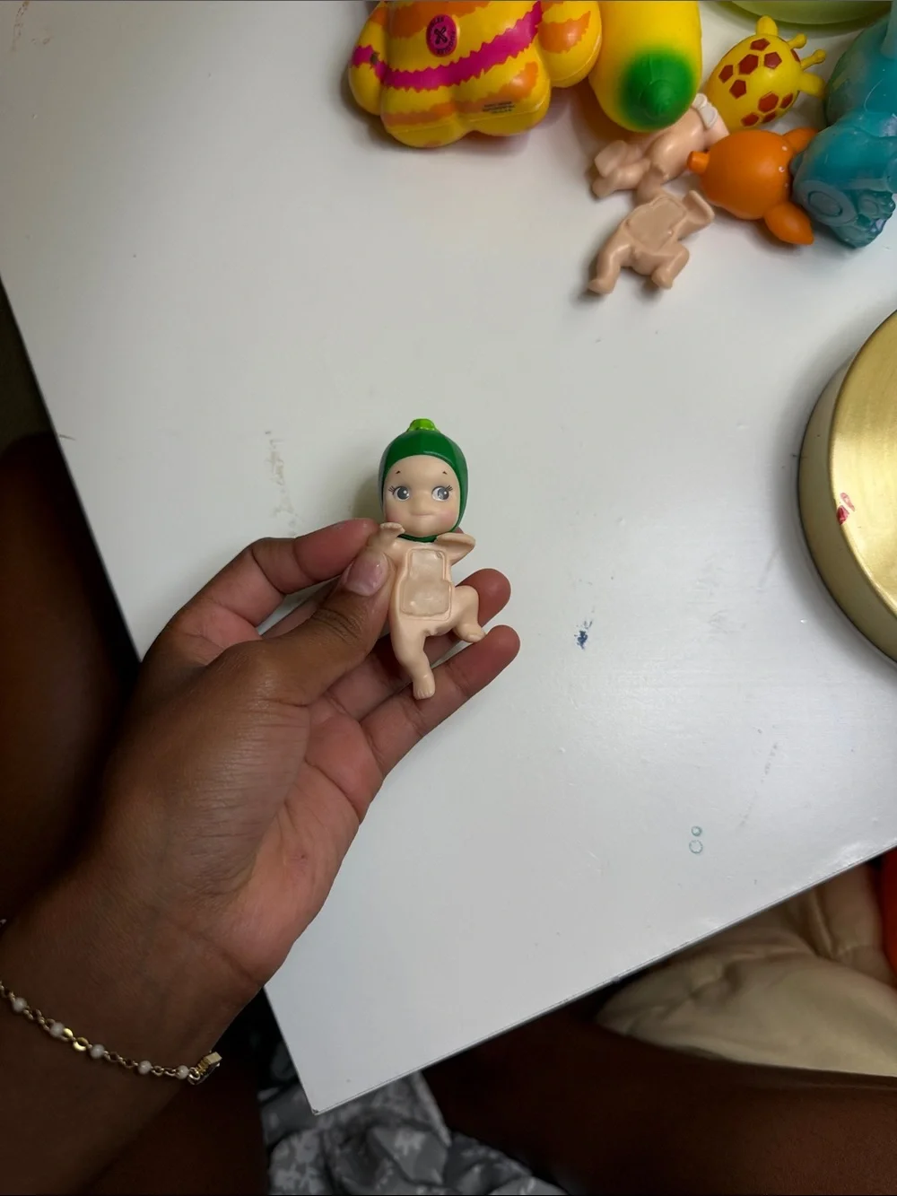 Cute Green-Headed Baby Doll Figure for Kids Toys